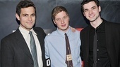Matt Dellapina plays a well-meaning guidance counselor to onstage high school students Josh Caras and Jake O’Connor. 