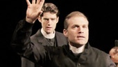 Drew Gehling as Lexy, Marc Kudisch as Reverend James Morell and Liz Baltes as Prossy in The Minister's Wife. 
