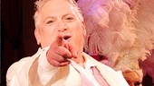 Harvey Fierstein gives a shout-out to the audience. 