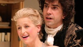 Mamie Gummer as Celimene and Hamish Linklater as Frank in The School for Lies.