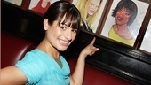 Everything’s coming up Glee! Lea Michele goes face to face with Patti LuPone’s portrait.