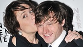 This photo is not necessarily a spoiler! Chicago theater star Kate Fry gives an opening night kiss to her Tony-nommed co-star Bobby Steggert.