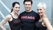Roxie (Melissa Rae Mahon) and Velma (Amra-Faye Wright) sandwich their Billy Flynn (Brent Barrett).