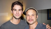 Chace Crawford says hello to Aaron Tveit’s co-star, Tony winner Norbert Leo Butz.