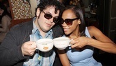 Cheers! Decked out in shades, The Book of Mormon’s Josh Gad and Nikki M. James take a coffee break. 