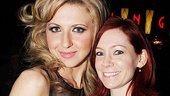 Nina Arianda gets an opening night hug from Broadway alum and True Blood star Carrie Preston. 