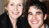 Jane Lynch, who appeared off-Broadway in Love, Loss and What I Wore, welcomes Darren Criss to the New York theater community.