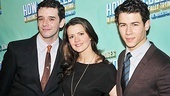 After the show, newly minted Broadway stars Michael Urie and Nick Jonas put their arms around Rose Hemingway.