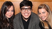 Let the games begin! Anna Maria Perez de Tagle, George Salazar and Morgan James get ready to face the autograph-hungry fans of Godspell. 