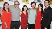 The cast of Tribes looks red hot on opening night: Mare Winningham, Jeff Perry, Susan Pourfar, Will Brill, Gayle Rankin and Russell Harvard. See Tribes at the Barrow Street Theatre!