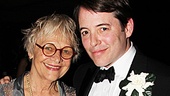 Estelle Parsons and Matthew Broderick, who play mother and son in Nice Work, pose with Broderick’s real-life son, James Wilkie.