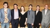 Cock director James Macdonald (l.) and writer Mike Bartlett (r.) bookend their talented cast: Jason Butler Harner, Amanda Quaid, Cory Michael Smith and Cotter Smith.