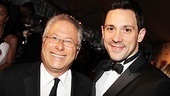 Tony-winning Newsies composer Alan Menken and Best Actor Steve Kazee (Once) pose for a photo.