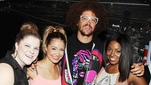 Redfoo poses with leading cheerleaders Ryann Redmond, Elle McLemore and Adrienne Warren. They’re sexy and they know it!