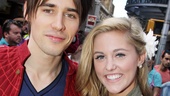 A superhero and a cheerleader: Reeve Carney and Taylor Louderman get close.