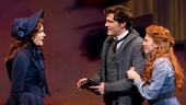 Candy Buckley as Minnie Kennedy, Edward Watts as Robert Semple and Carolee Carmello as Aimee Semple McPherson in Scandalous.