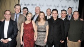 A company portrait of Lewis J. Stadlen, Mark Shanahan, director Terry Kinney, Kelly Coffield Park, John Ottavino, Kathryn Erbe, playwright Douglas McGrath, Anthony LaPaglia, Kevin O’Rourke, Robert Stanton and Joel Marsh Garland.