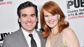 Leading duo Brian d’Arcy James and Kate Baldwin get in close for a photo.