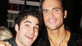 Darren Criss rushed over to the Longacre Theatre to enjoy raunchy jokes and sexy porn costumes during The Performers’ final performance. Here he is backstage with former Glee guest star Cheyenne Jackson. Lookin’ good guys!