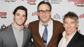 Newsies star Corey Cott comes in close for a photo with composers John Bucchino (A Catered Affair) and Stephen Schwartz (Wicked).