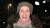 Carlson-Goodman can’t resist some winter wonderland excitement as she experiences her first Pittsburgh snowfall.