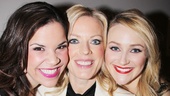 Lindsay Mendez, Sherie Rene Scott and Betsy Wolfe squeeze in some girl talk on the way to the big show. 
