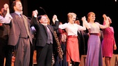 Fiorello!’s principal players Shuler Hensley, Danny Rutigliano, Erin Dilly, Kate Baldwin and Jenn Gambatese join hands for a final bow.
