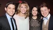 Real-life stage couple Jeremy Jordan and Ashley Spencer pose with Wicked’s fictional stage couple Catherine Charlebois (Nessarose) and F. Michael Haynie (Boq).