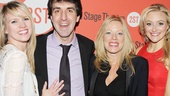 Surrounded by Cathys! The composer and director strikes a pose with Lauren Kennedy (original Chicago Cathy), Sherie Rene Scott (original off-Broadway Cathy) and Betsy Wolfe (off-Broadway revival Cathy).
