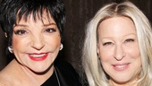Liza Minnelli and Bette Midler catch up backstage at the Booth Theatre. Looking good, ladies!