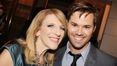Comedienne Lisa Lampanelli comes in close for a photo with Tony nominee Andrew Rannells.
