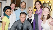 The entire Vanya cast surrounds Joan Rivers: Shalita Grant, Kristine Nielsen, Billy Magnussen, David Hyde Pierce, Sigourney Weaver and understudy Liesel Allen Yeager.