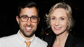 Annie’s associate conductor Joey Chancey shares an opening night smile with the musical’s new star Jane Lynch.