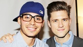 Aaron Tveit welcomes co-star Manny Montana backstage after the sold-out show.