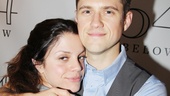 Vanessa Ferlito comes in close for a hug with her new Graceland co-star Aaron Tveit.