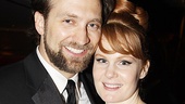 One of many ladies in red, Tony nominee Kate Baldwin snuggles up to her husband Graham Rowat.