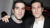 Angels in America's Zachary Quinto enjoys the party with college buddy (and Broadway alum) Pablo Schreiber. 