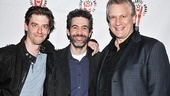Actor Christian Borle and writer Rick Elice, who both earned Lortel noms for their work on Peter and the Starcatcher, happily flank Starcatcher co-star Kevin Del Aguila in a celebratory photo. Del Aguila also wrote songs for Best Musical nominee We the People: America Rocks!.