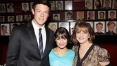 It’s a party with Patti LuPone for Cory Monteith and Lea Michele! The duo grabs a shot with the iconic actress after a busy morning of filming. 