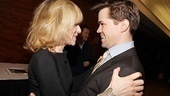Lombardi’s Judith Light pulls in fellow first-time nominee The Book of Mormon’s Andrew Rannells for a hug.