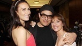 Composer David Yazbek throws his arms around his Women on the Verge of a Nervous Breakdown stars, Laura Benanti and Patti LuPone.