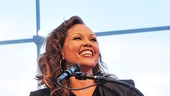 Host Vanessa Williams welcomes guests to the 2011 Broadway.com Audience Choice Awards, with the sky above Central Park forming a beautiful background at the Allen Room.