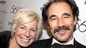 Mark Rylance, up for Outstanding Actor for his work in Jerusalem, beams in a photo with wife Claire van Kampen. 