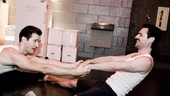 Now my prep work begins. Partner stretches with the incredibly lithe and limber Max Von Essen and his marvelous mustache.  