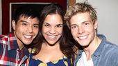 Telly Leung and Hunter Parrish sandwich their lovely co-star Lindsay Mendez.