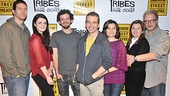 Cast members Russell Harvard, Gayle Rankin, Will Brill, Susan Pourfar, Mare Winningham and Jeff Perry take a family photo with director David Cromer. Come see Tribes beginning February 16 at the Barrow Street Theatre!