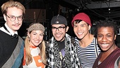 Project Runway's Austin Scarlett (l.) Mondo Guerra (c.) hang with Godspell's Morgan James, Telly Leung and Uzo Aduba.