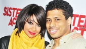 Chester Gregory, who plays sweethearted cop “Sweaty Eddie,” cozies up to his gorgeous new onstage love interest.