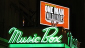 One Man, Two Guvnors opening night – Music Box Theatre marquee