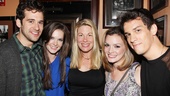 The many generations of Next to Normal come together for a family photo. From left: original cast member Adam Chanler-Berat, replacement stars Meghann Fahy and Marin Mazzie, original star Jennifer Damiano and Preston Sadleir, who toured with the show.  
